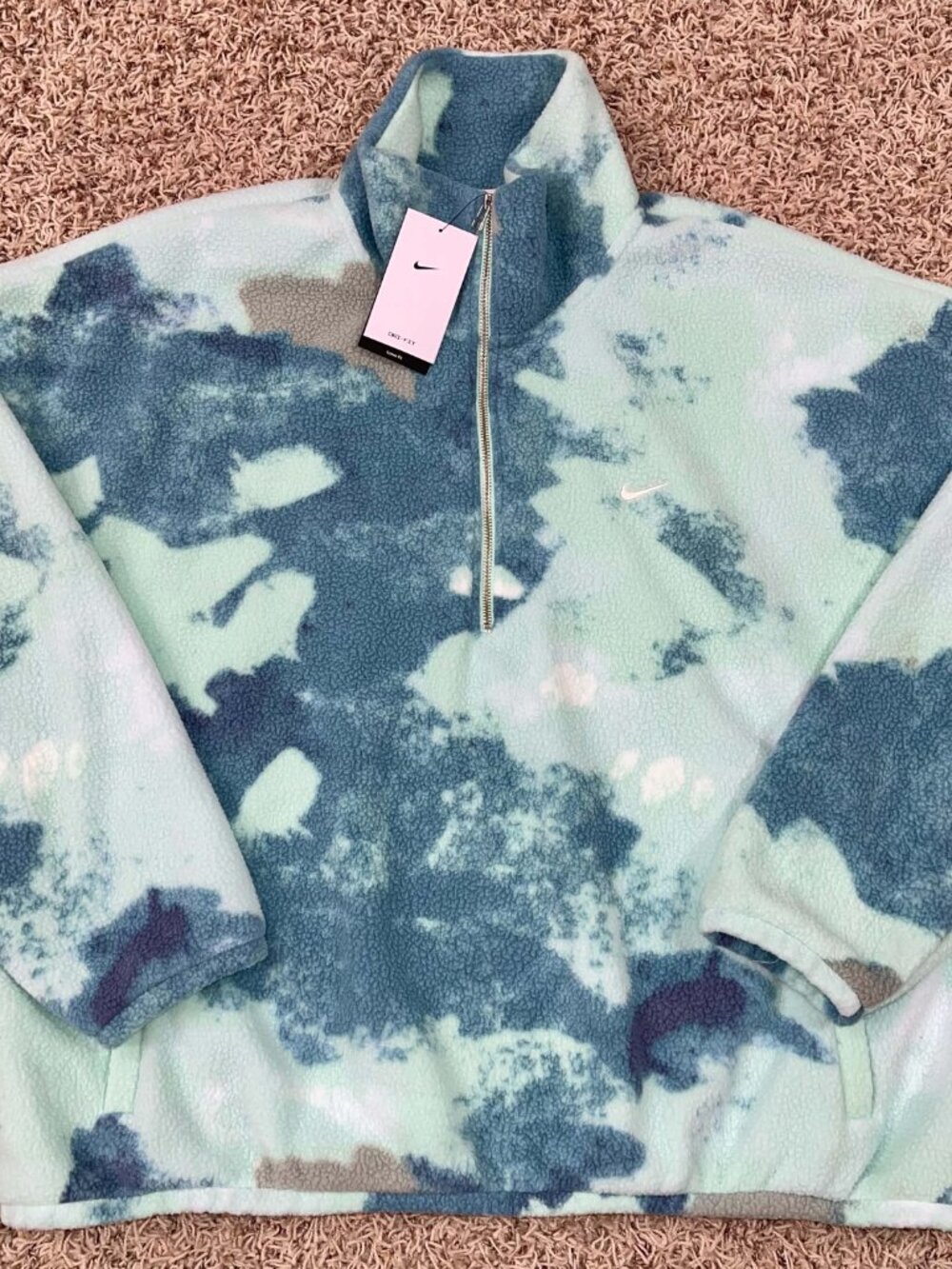Nike Men's Therma-FIT Half-Zip Printed Sherpa Jacket HV3541-345, Size XL (New)